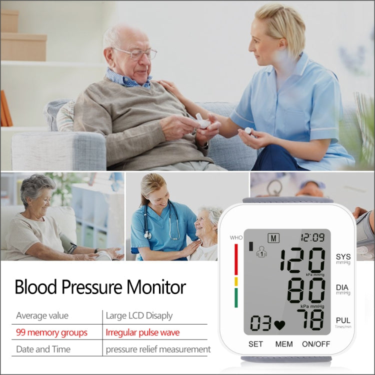 RZ204 Automatic Digital Wrist Cuff Blood Pressure Monitor Heart Beat Light weight LCD Digital Wrist Watch With Voice