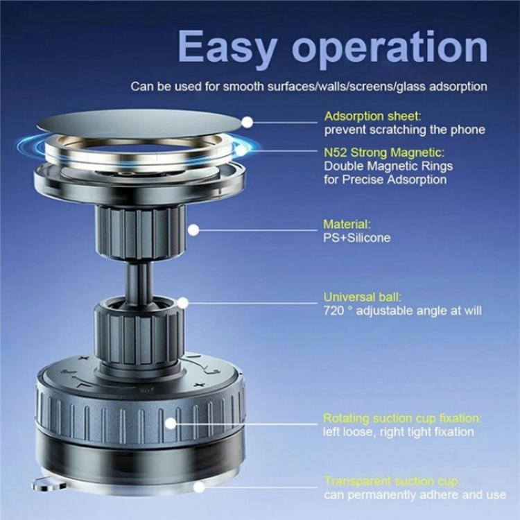 T26 Multi-Angle Adjustable Vacuum Suction Stand Magnetic Car Phone Holder