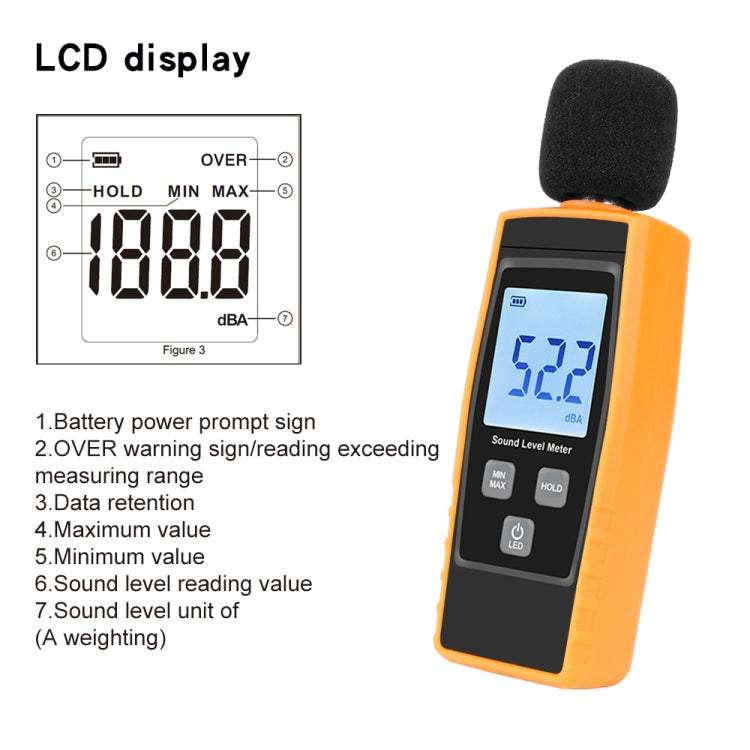 RZ1359 Digital Sound Level Meter DB Meters Noise Tester in Decibels LCD Screen