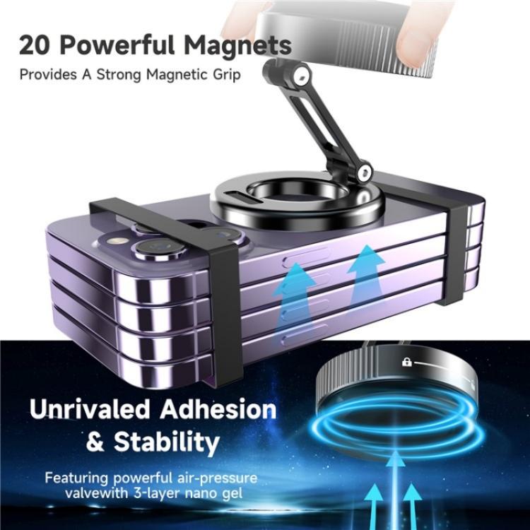 K11 Desktop Car Metal Cellphone Holder Foldable Vacuum Magnetic Phone Stand