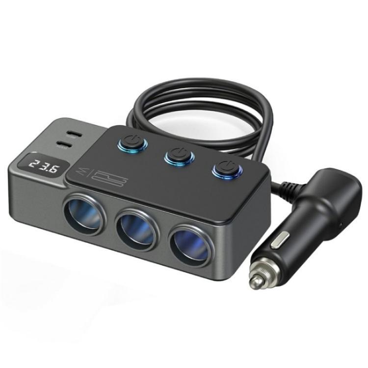 GC06 Voltage Display Cigarette Lighter Adapter Car Charger High Power Fast Charging