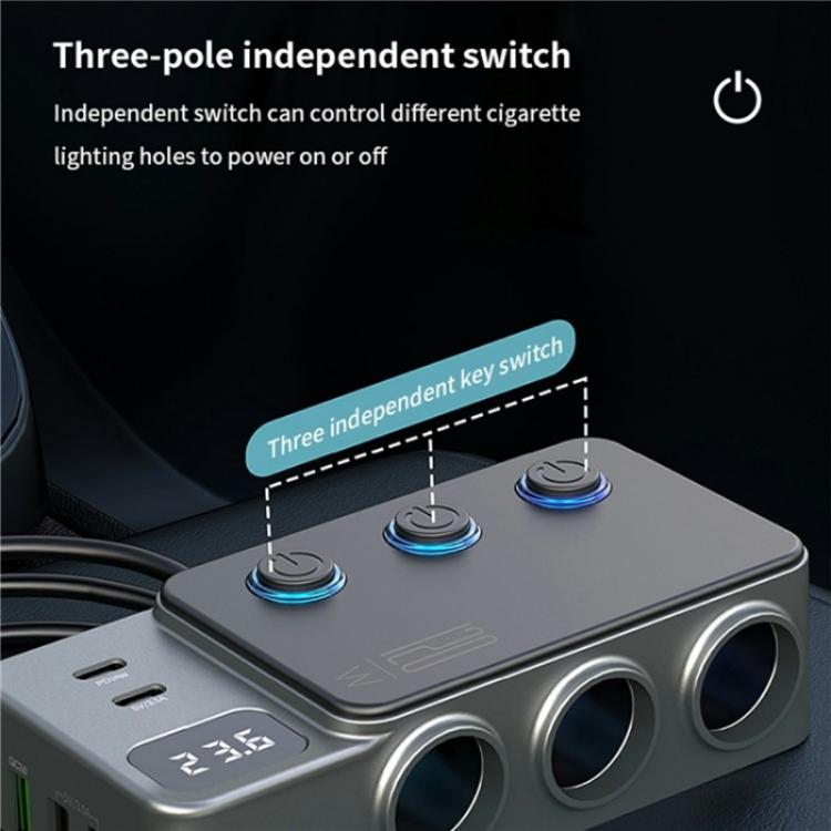 GC06 Voltage Display Cigarette Lighter Adapter Car Charger High Power Fast Charging