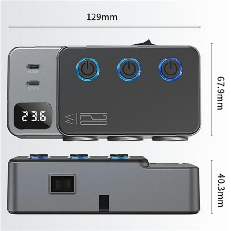 GC06 Voltage Display Cigarette Lighter Adapter Car Charger High Power Fast Charging