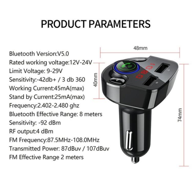G32 Bluetooth MP3 Player Voice Navigation Car Charger Voltage Detection FM Transmitter