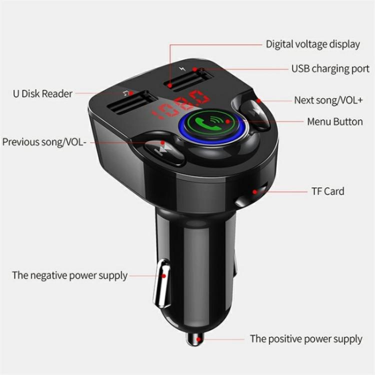 G32 Bluetooth MP3 Player Voice Navigation Car Charger Voltage Detection FM Transmitter