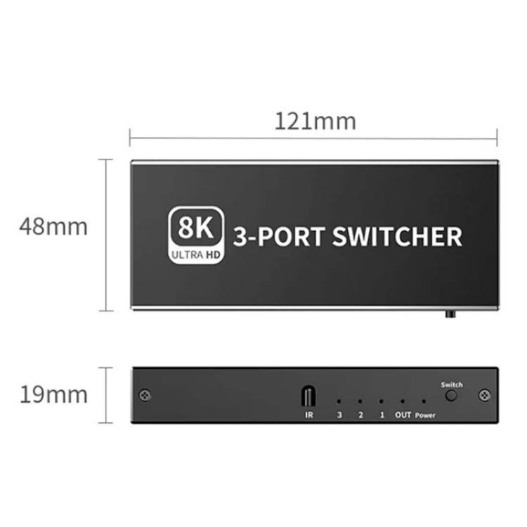 Q8Q3-3 Gaming Home Theater HDMI 2.1 Switch 3x1 8K 4K 120Hz HDR Audio Video Synchronizer