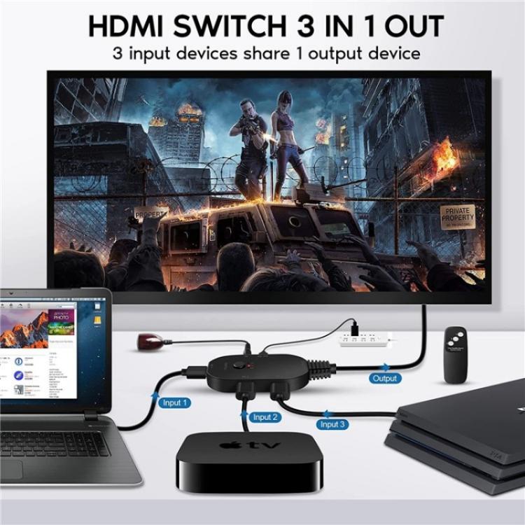 Q2-4 Wth Remote Control UHD 4K Resolution Switcher HDMI Switch 4K 3 In 1 Out Splitter