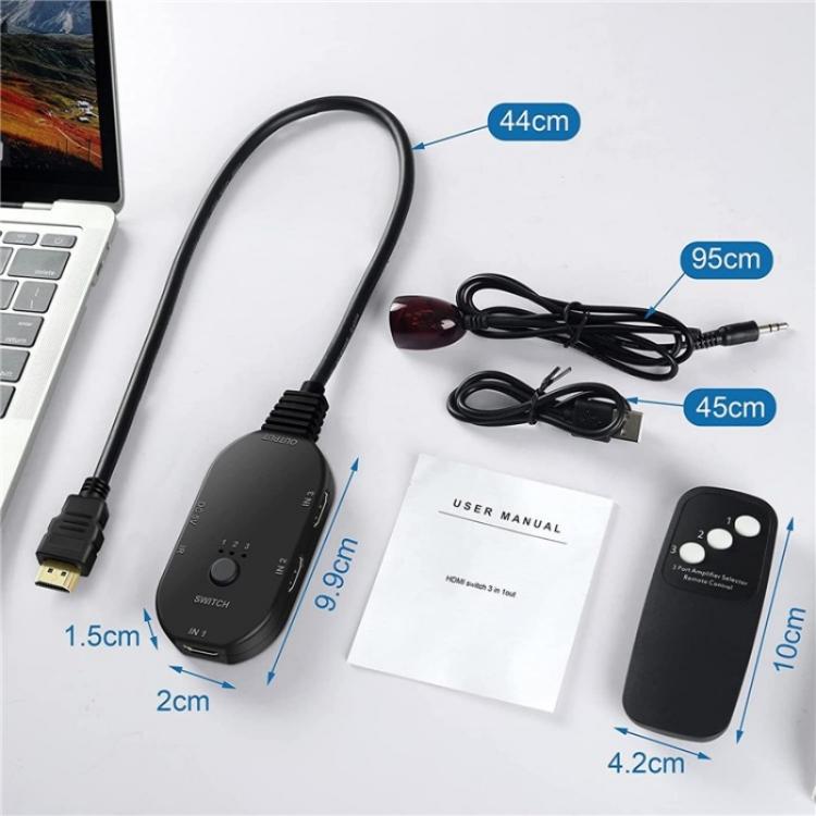 Q2-4 Wth Remote Control UHD 4K Resolution Switcher HDMI Switch 4K 3 In 1 Out Splitter