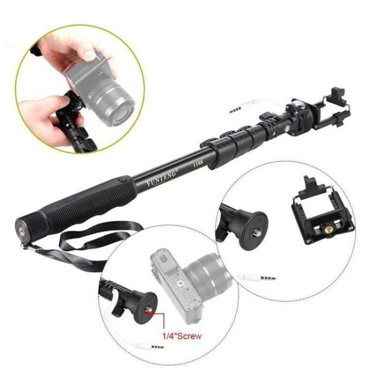 YUNTENG 1188 Retractable 3.5mm Wired Selfie Stick Monopod