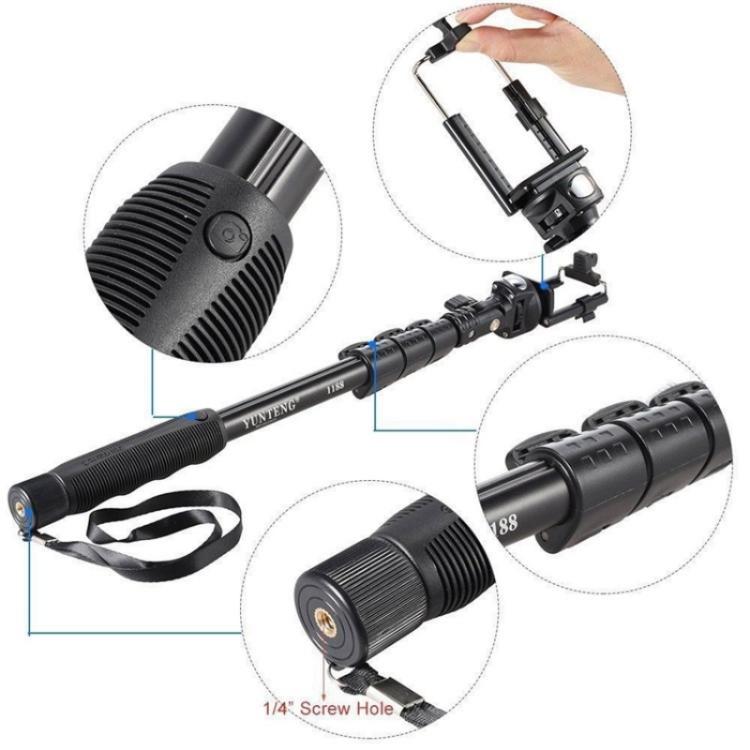 YUNTENG 1188 Retractable 3.5mm Wired Selfie Stick Monopod