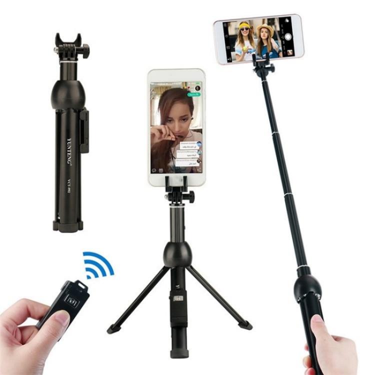 YUNTENG VCT-992 Extendable Aluminum Alloy Selfie Stick Integrated Tabletop Tripod with Remote Control
