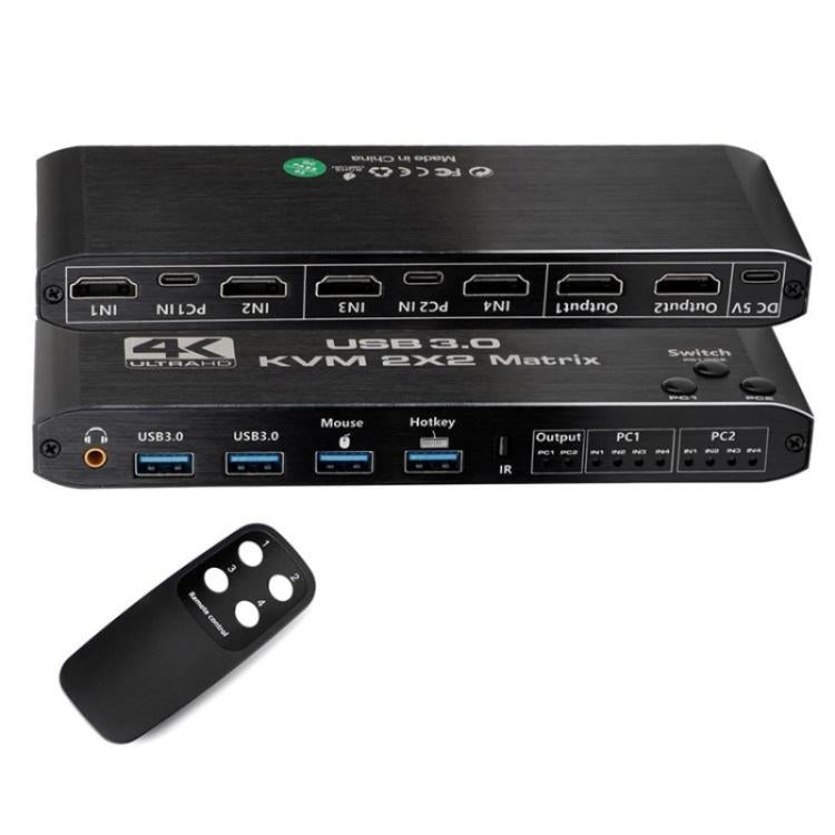 K3-1 4K 60Hz USB 3.0 Dual Screen Display Extender HDMI Matrix 2x2 KVM Switch