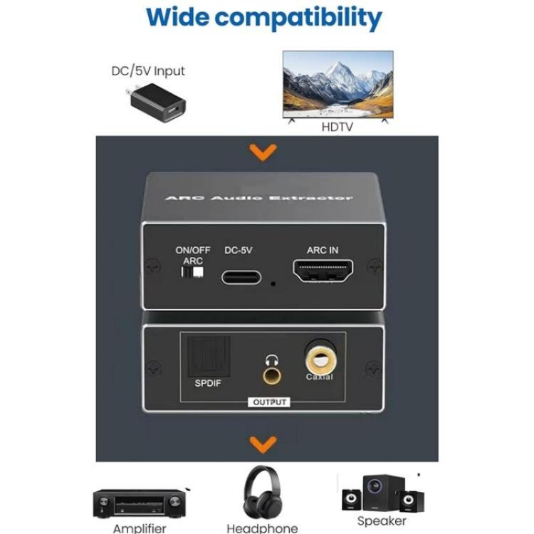 ARC HDTV Speaker Audio Extractor Converter, ARC to SPDIF Coaxial 3.5mm Jack