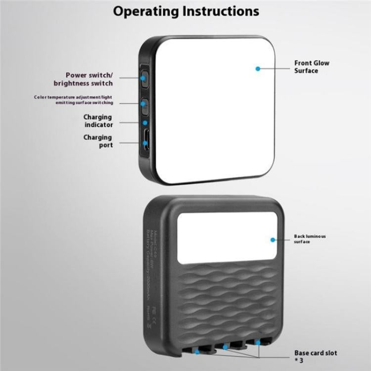 C49 Dual Side Fill Light Mini Portable 3 Color Temperatures Photography Video Light