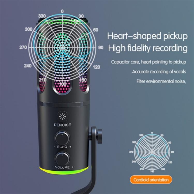 SU8 RGB Light Noise Reduction Desktop Microphone for Live Streaming / Recording / Gaming