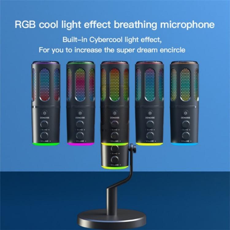 SU8 RGB Light Noise Reduction Desktop Microphone for Live Streaming / Recording / Gaming