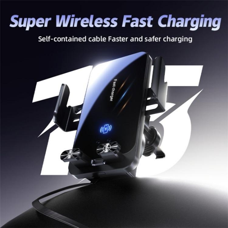 SD05 With Retractable Type-C Cable Car Phone Holder Wireless Charging Mount