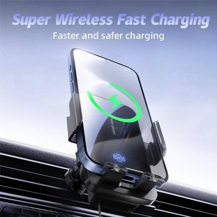 SD05 With Retractable Type-C Cable Car Phone Holder Wireless Charging Mount
