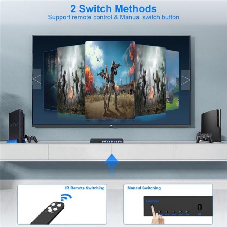 RCA 4 In 3 Out AV Audio Video Signal Composite Switcher AV Switch Splitter Box