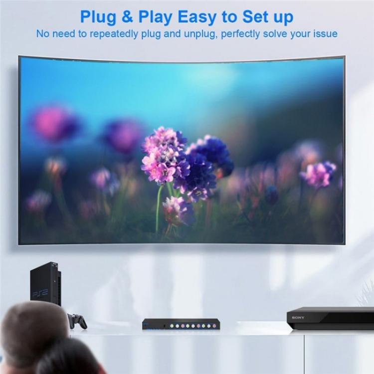 RCA 4 In 3 Out AV Audio Video Signal Composite Switcher AV Switch Splitter Box