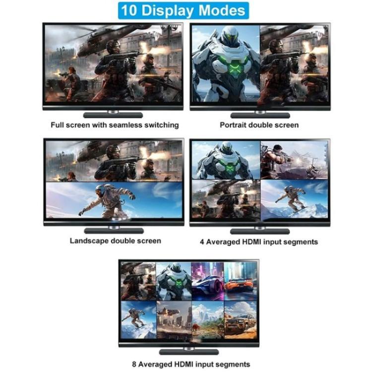 JQF1  9 in 1 Out Switch Adapter Screen Splitter 4K HDMI Multi Viewer Switcher