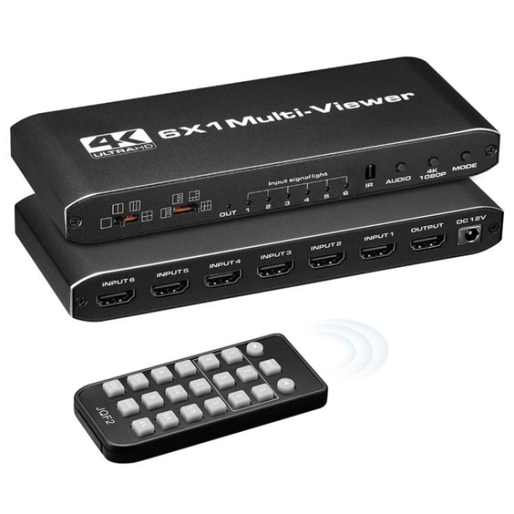 JQF2 4K Seamless Switcher Screen Splitter Multiple Display Modes 6 in 1 Out HDMI Multiviewer