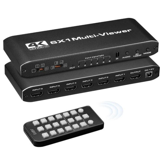 JQF2 4K Seamless Switcher Screen Splitter Multiple Display Modes 6 in 1 Out HDMI Multiviewer