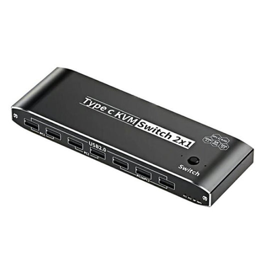 K8 With RJ45 Ethernet Port 2 In 1 Out Type C KVM Switcher 7 USB 2.0 Ports Docking Station