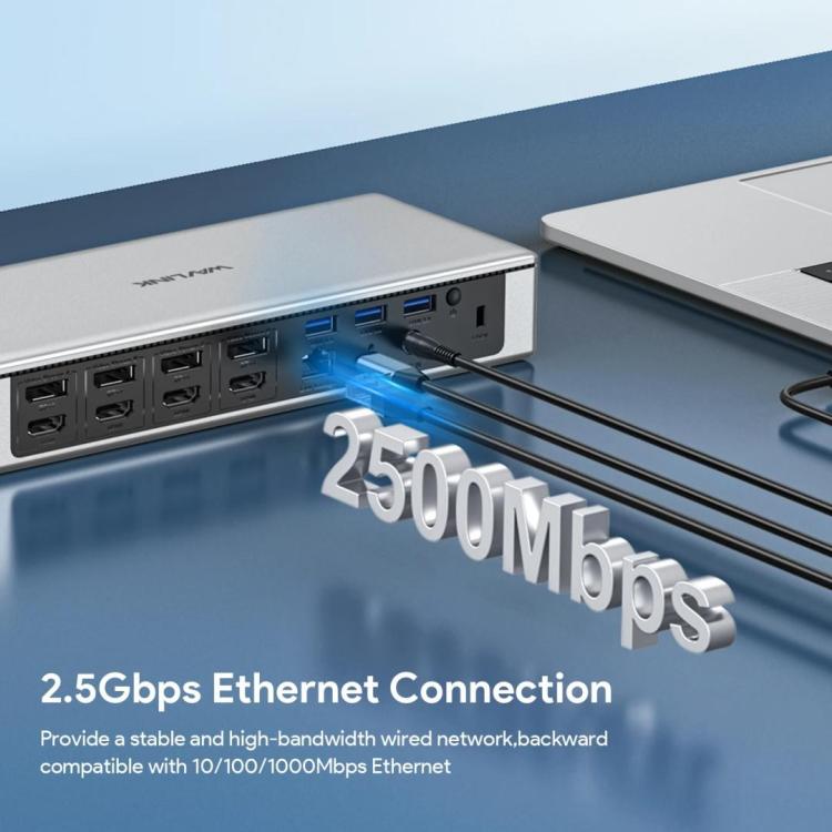 WAVLINK UG69PD12 DisplayLink Docking Station Quad  Monitors For Laptops M1 / M2 / Mac & Windows