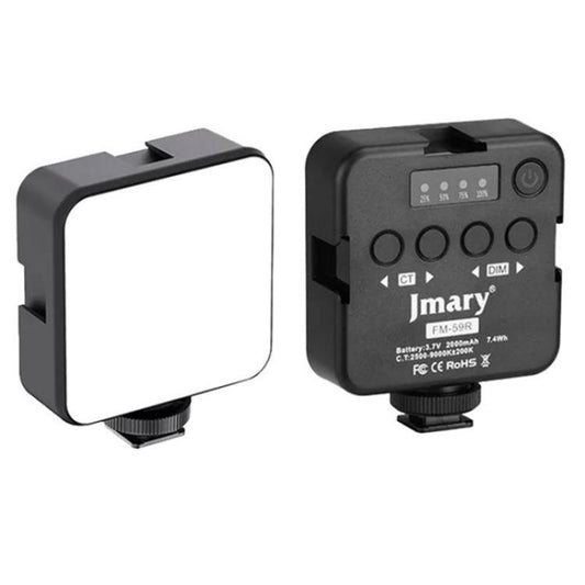 JMARY FM-59R Dimmable Video Recording Mini Fill Light with 3 Cold Shoe Mounts