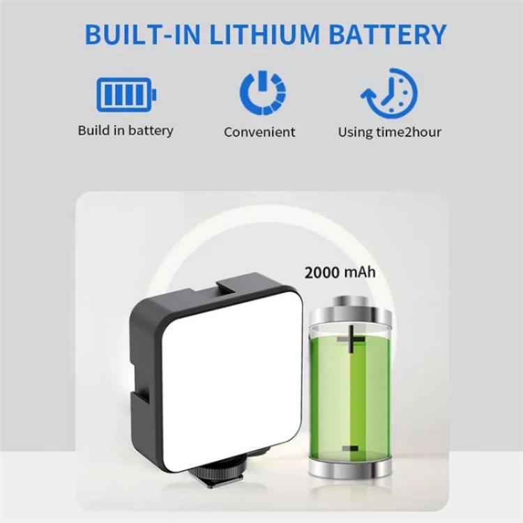 JMARY FM-59R Dimmable Video Recording Mini Fill Light with 3 Cold Shoe Mounts