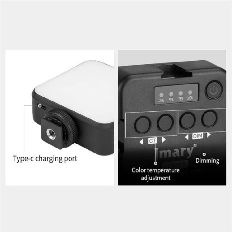 JMARY FM-59R Dimmable Video Recording Mini Fill Light with 3 Cold Shoe Mounts