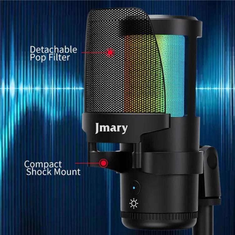 JMARY MC-PW13 360 Degree Rotating RGB Light Desktop Microphone