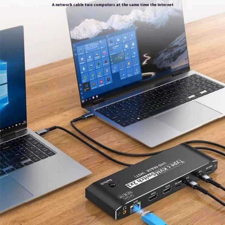 K9 2 In 1 Out HDMI Video Dual Display 2 Screen Expansion Adapter For Mac USB C KVM Switch