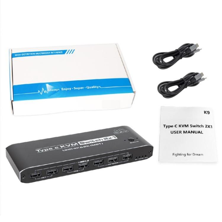 K9 2 In 1 Out HDMI Video Dual Display 2 Screen Expansion Adapter For Mac USB C KVM Switch