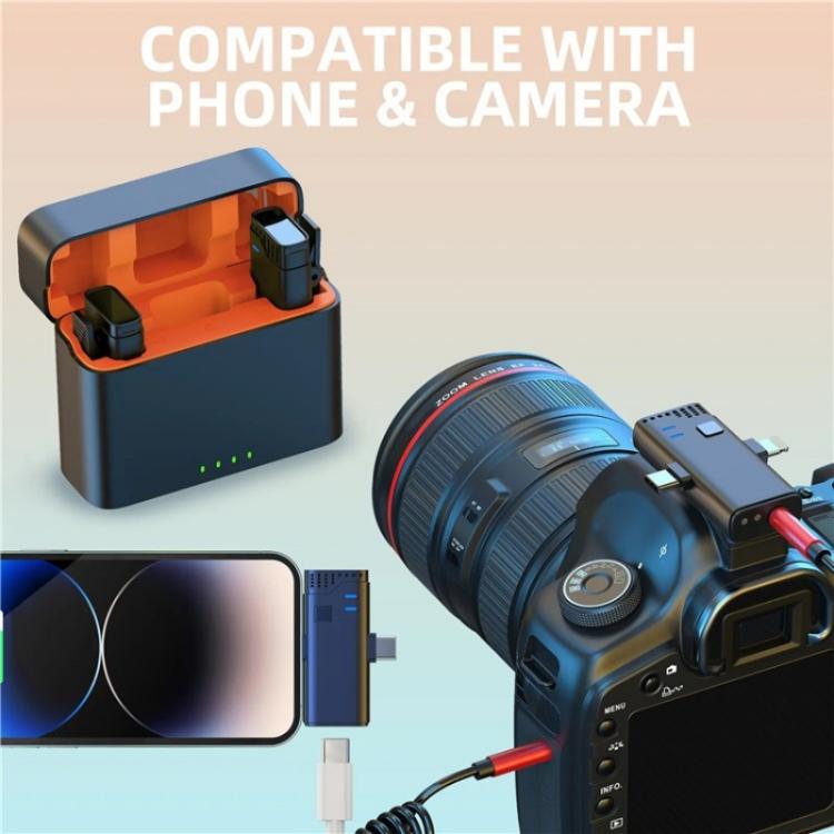 JMARY MW16 3.5mm, Type-C, 8 Pin 3 in 1 2.4G Lavalier Wireless Microphone