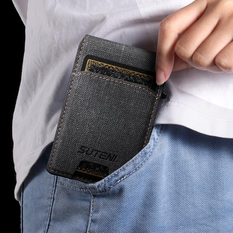 Suteni Denim Pattern Button Automatically Pops Out the Card Box