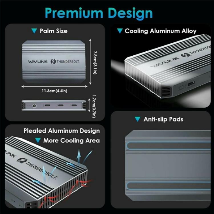 WAVLINK UTD49T 100W PD Input USB-A High Speed Data Transfer Adapter Thunderbolt 4 Hub