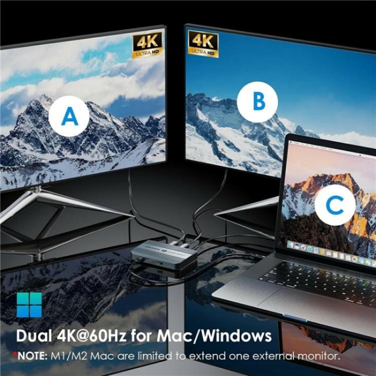 WAVLINK UTD49T 100W PD Input USB-A High Speed Data Transfer Adapter Thunderbolt 4 Hub