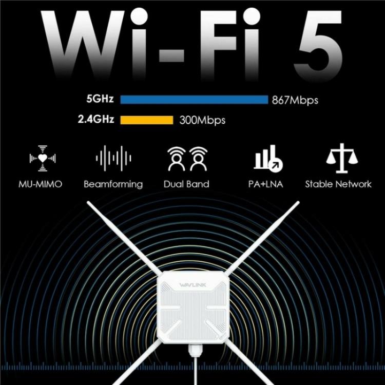 WAVLINK WN588HA2 AP Repeater WiFi Signal Booster AC1200 Dual Band WiFi Extender