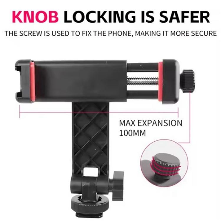 KY18 Live Streaming Photography DSLR Camera Rotating Cellphone Clamp Cold Shoe Mount