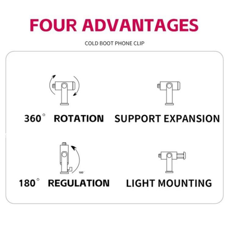 KY18 Live Streaming Photography DSLR Camera Rotating Cellphone Clamp Cold Shoe Mount