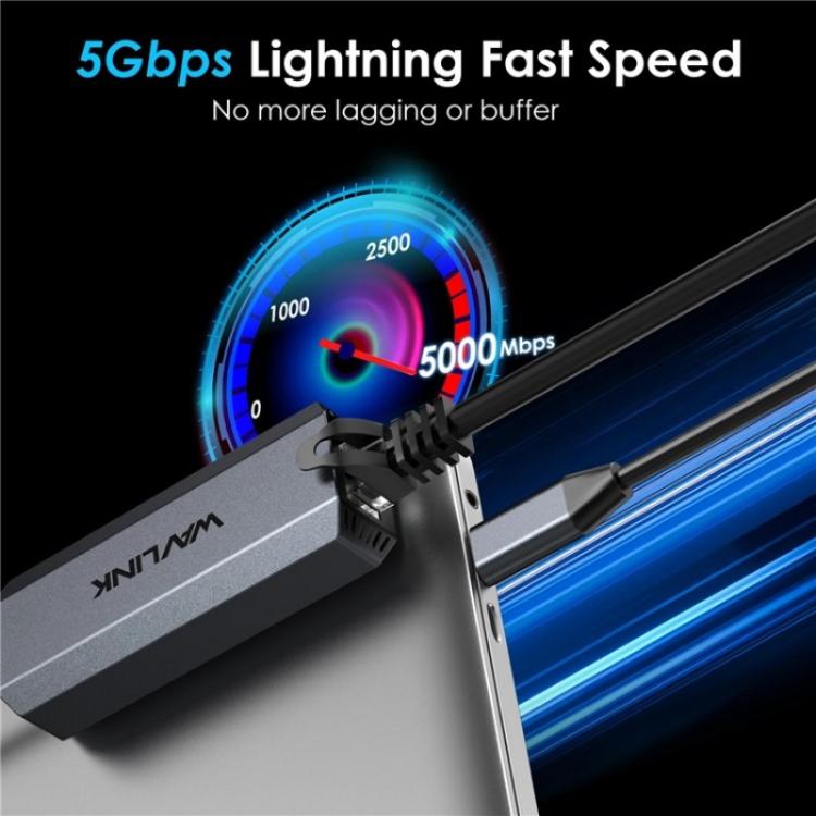 WAVLINK WL-NWU341G Laptop USB-C to 5000Mbps RJ45 LAN Ethernet Network Adapter