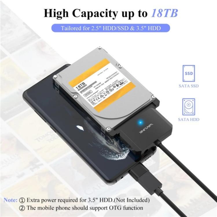 WAVLINK WL-ST345A 5Gbps Data Transfer Converter USB 3.0 to SATA III Hard Drive Adapter