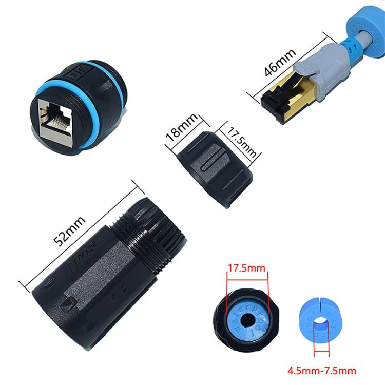 JUNSUNMAY IP68 Shielded Pure Copper Waterproof Gigabit RJ45 Ethernet Coupler for Cat5/Cat5e/Cat6/Cat7/Cat8