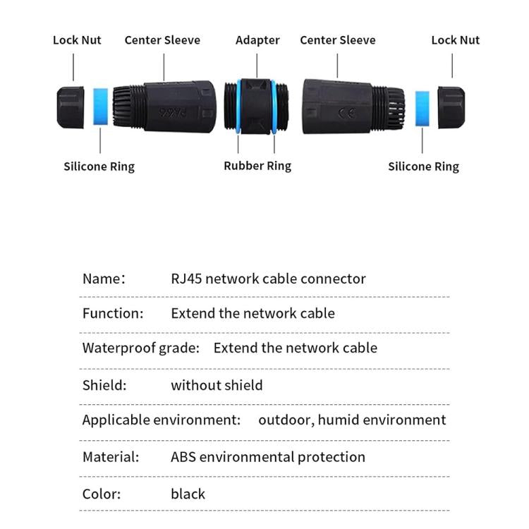 JUNSUNMAY IP68 Shielded Pure Copper Waterproof Gigabit RJ45 Ethernet Coupler for Cat5/Cat5e/Cat6/Cat7/Cat8