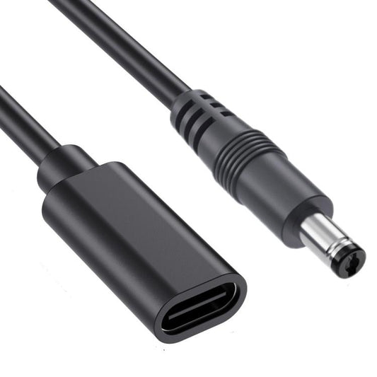 JUNSUNMAY 5V 3A DC 5.5mm x 2.1mm Male to Type-C Female Power Extension Charge Cord, Length:25cm