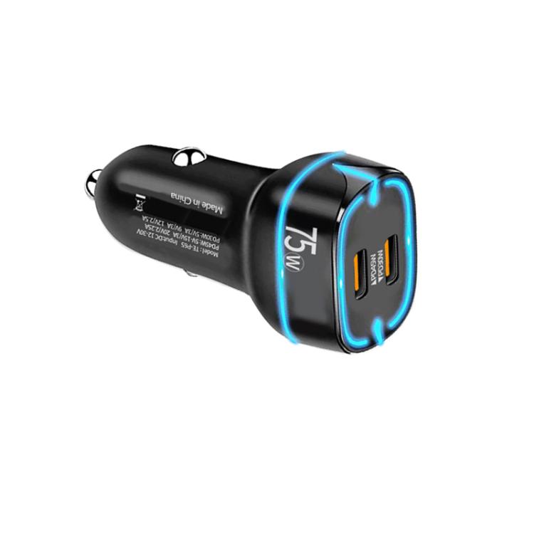 PD45W + PD30W Dual Port Type-C Car Charger with USB-C to USB-C Data Cable