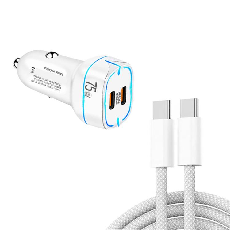 PD45W + PD30W Dual Port Type-C Car Charger with USB-C to USB-C Data Cable