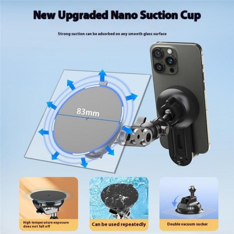 XWJ037 Suction Cup Base Long Arm Cellphone Bracket Short Type MagSafe Car Phone Holder